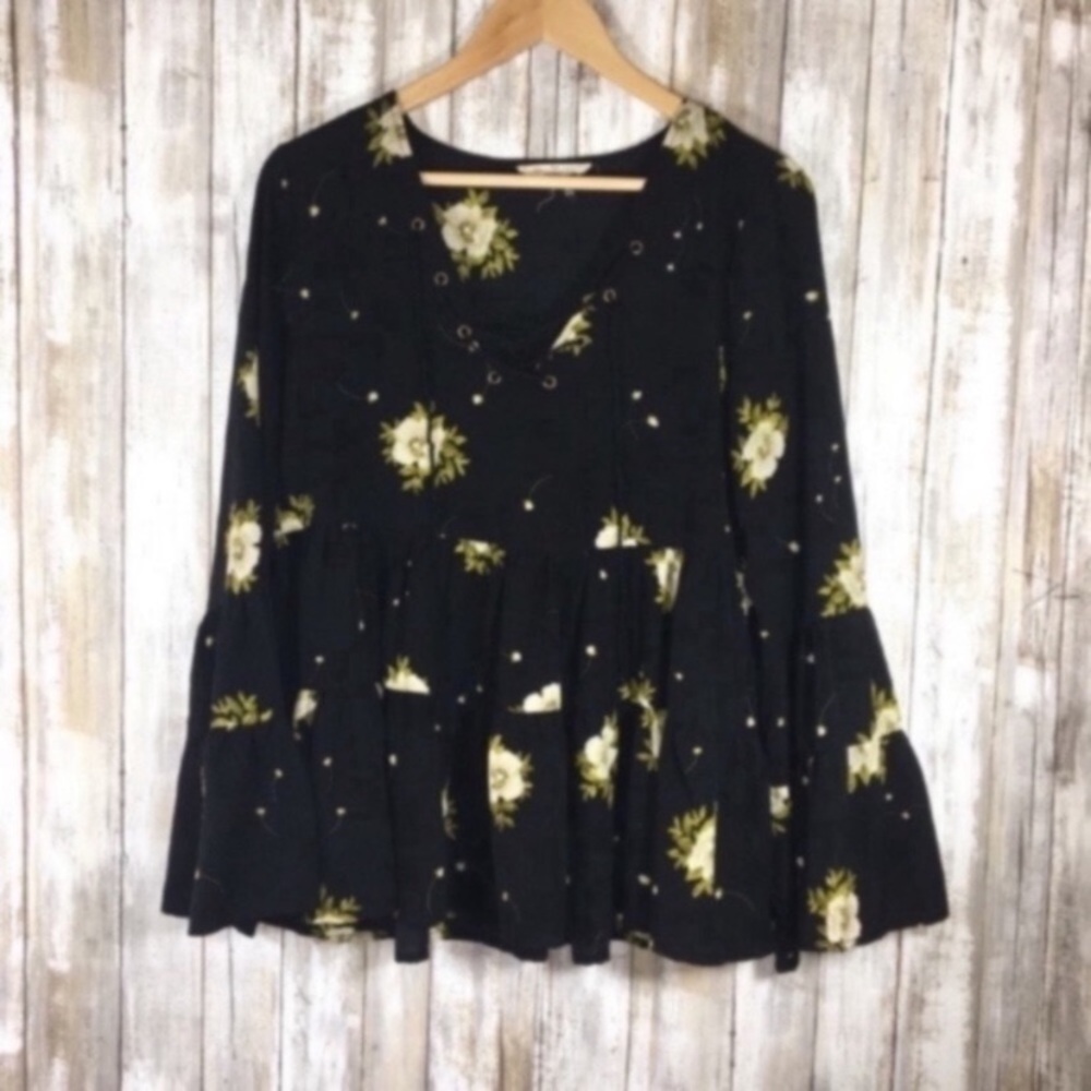Entro Black Floral Blouse